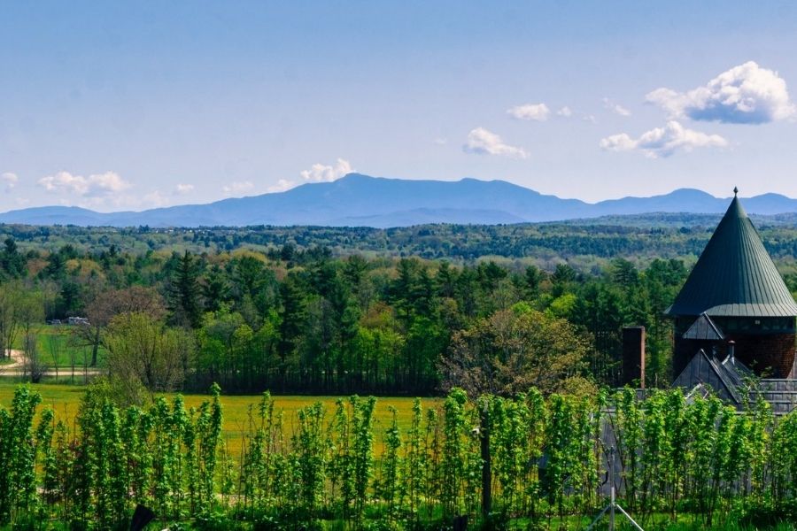 Vermont landscape with mountains in the background